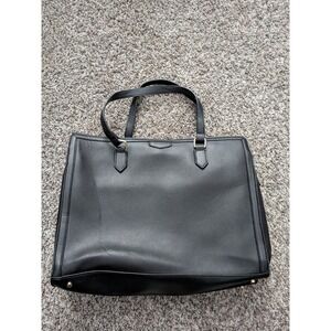 Missnine Leather Tote Bag Business Bag Black w/ Shoulder Strap